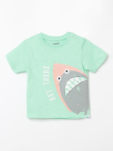 Juniors by Lifestyle Boys Green Printed Round Neck T-shirt