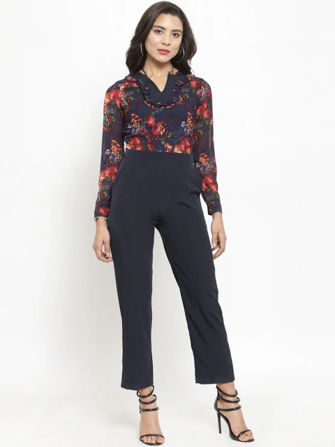 

Magnetic Designs Women Navy Blue & Pink Printed Basic Jumpsuit