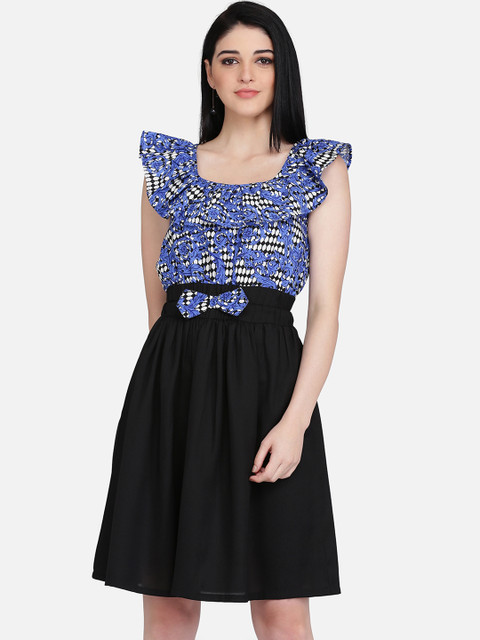 

Eavan Women Black & Blue Printed Fit & Flare Dress