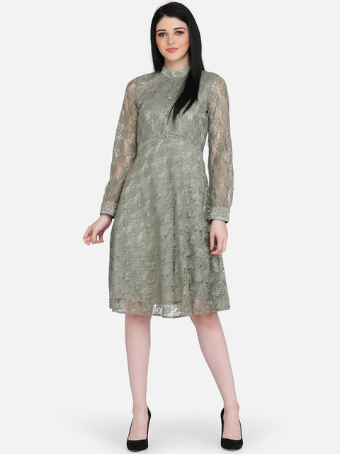 

Eavan Women Sea Green Lace Fit and Flare Dress