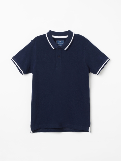 

Fame Forever by Lifestyle Boys Navy Blue Solid Polo Collar T-shirt
