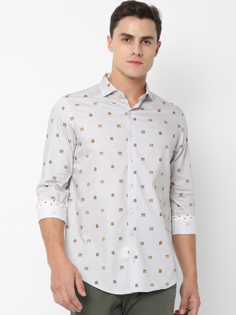 

SIMON CARTER LONDON Men Grey Slim Fit Printed Casual Shirt