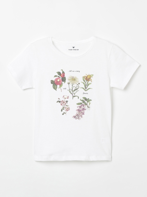 

Fame Forever by Lifestyle Girls Off-White Printed Knitted Top