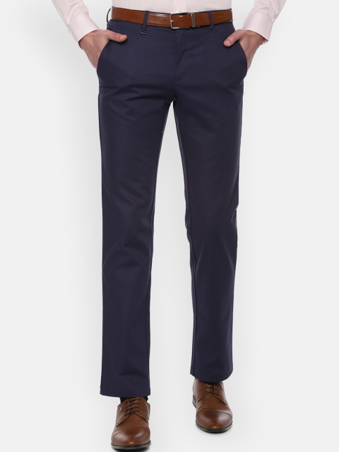 

Van Heusen Men Navy Blue Slim Fit Solid Formal Trousers