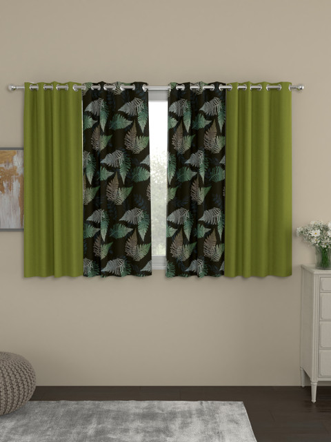 

ROSARA HOME Set of 4 Green & Black Window Curtains