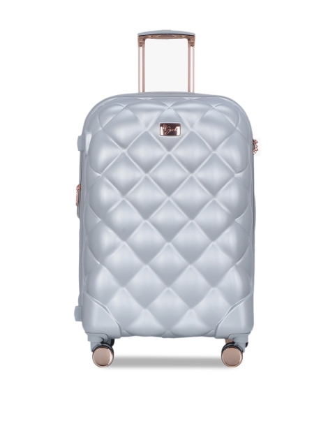 

IT Luggage Unisex Silver-Toned Textured Medium 360-Degree Rotation Trolley Bag