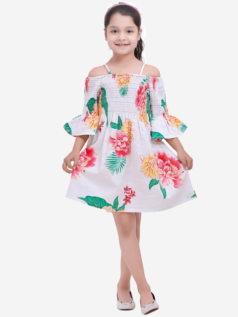 

Fairies Forever Girls White Printed Fit and Flare Dress