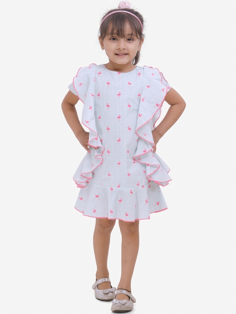 

Fairies Forever Girls Blue Striped Fit and Flare Dress