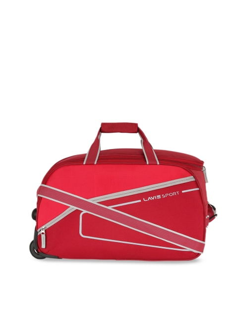 

LAVIE SPORT Unisex Maroon Solid Small Trolley Duffle Bag
