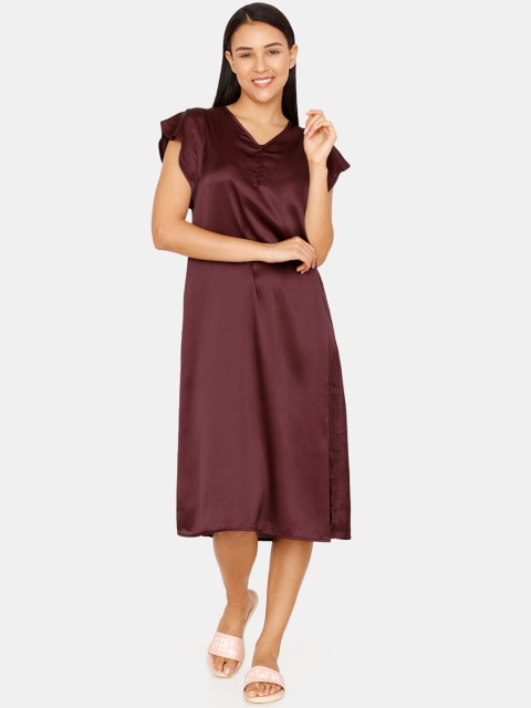 

Zivame Brown Solid Nightdress ZI60K