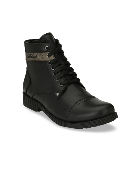 

Delize Men Black Colourblocked Mid-Top Flat Boots