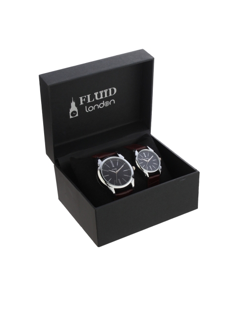 

FLUID His & Her Black Analogue Couple Watch Gift Set FLW-751PR-BK01