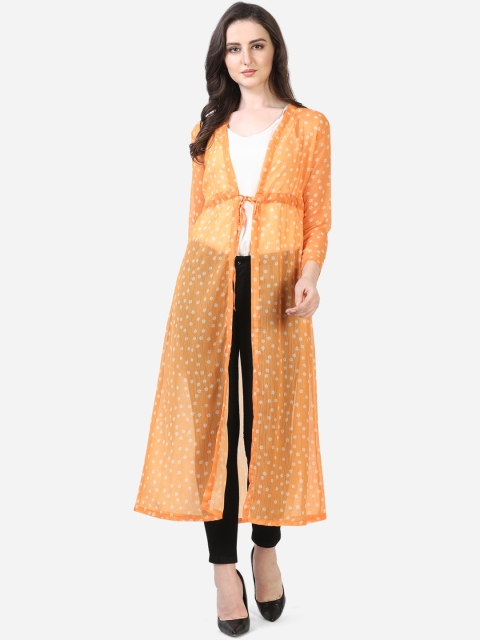 

Smarty Pants Women Orange & Off-White Printed Tie-Up Shrug