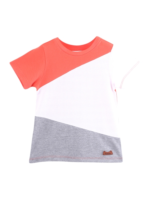 

Beebay Boys Orange & White Colourblocked Round Neck T-shirt