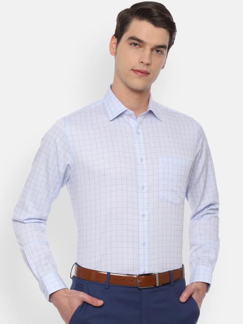 

Van Heusen Men Blue & Grey Slim Fit Checked Formal Shirt