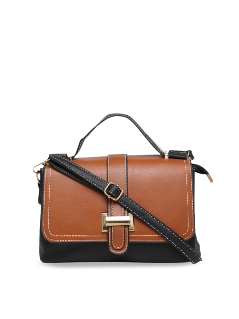 

Ladida Tan Brown & Black Colourblocked Handheld Bag