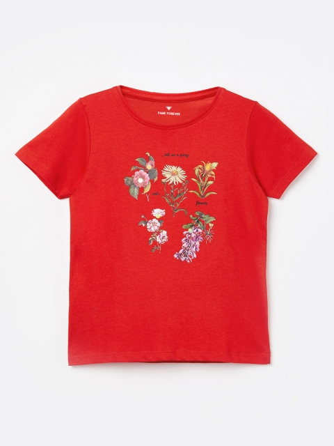 

Fame Forever by Lifestyle Girls Red Printed Knitted Top