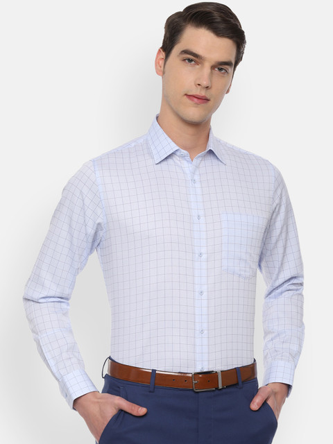

Van Heusen Men Blue & White Slim Fit Checked Formal Shirt