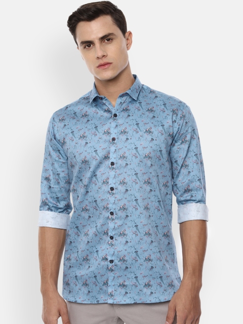 

V Dot Men Blue Slim Fit Printed Casual Shirt