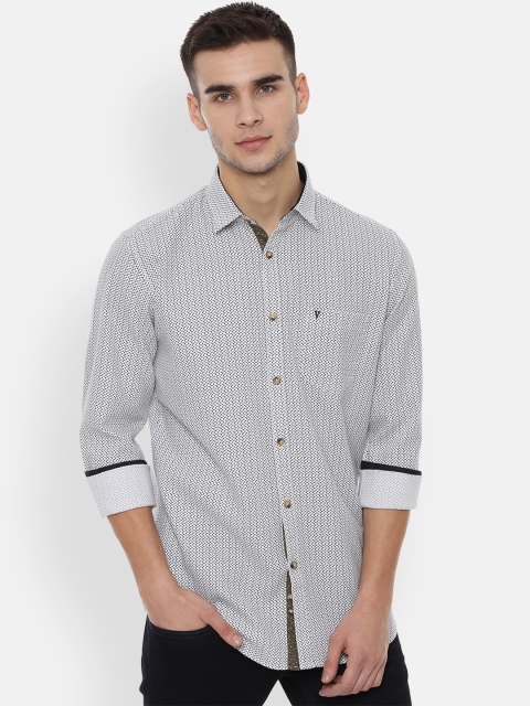 

Van Heusen Sport Men White & Black Slim Fit Printed Casual Shirt