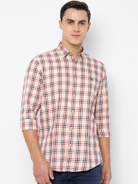 

Allen Solly Sport Men Beige Navy Blue Regular Fit Checked Casual Shirt