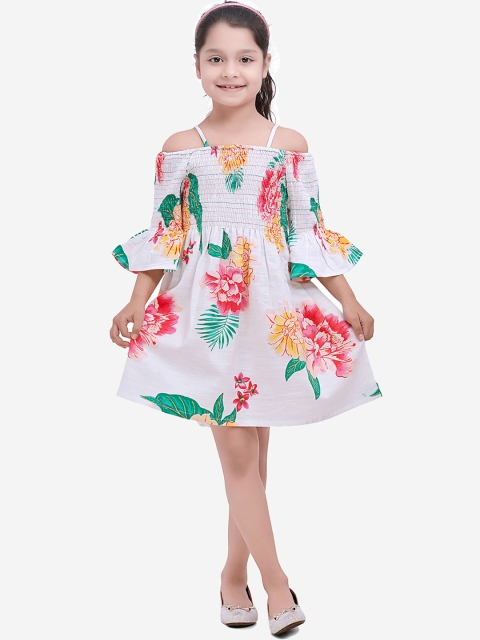 

Fairies Forever Girls White Printed Fit and Flare Dress