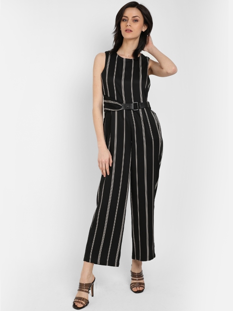 

COVER STORY Women Black & White Striped Basic Jumpsuit