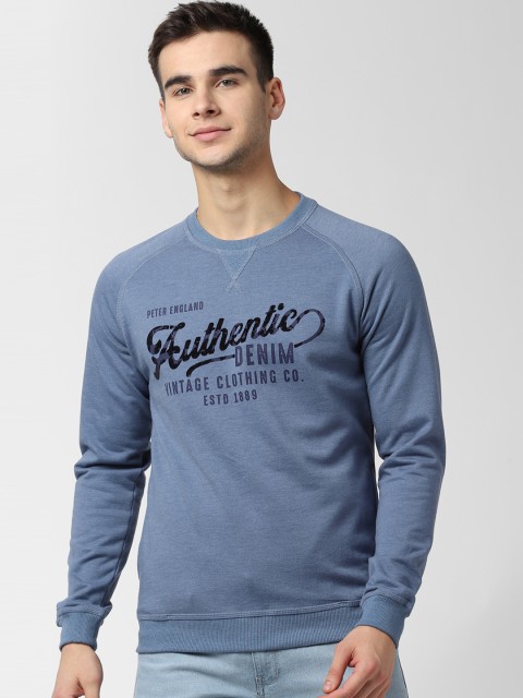 

Peter England Casuals Men Blue & Black Printed Sweatshirt