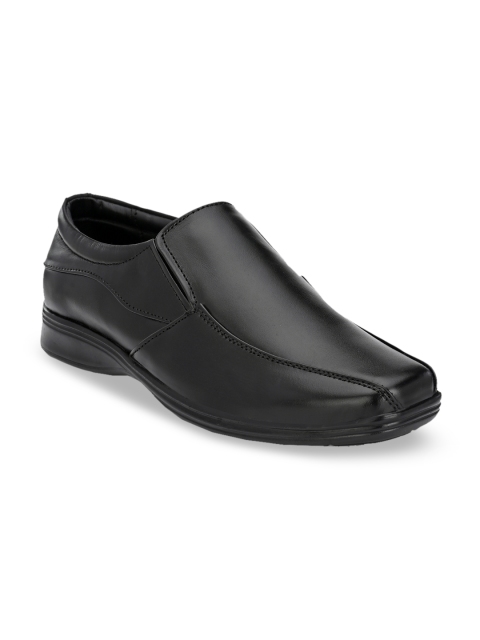 

Mactree Men Black Solid Genuine Leather Formal Slip-Ons