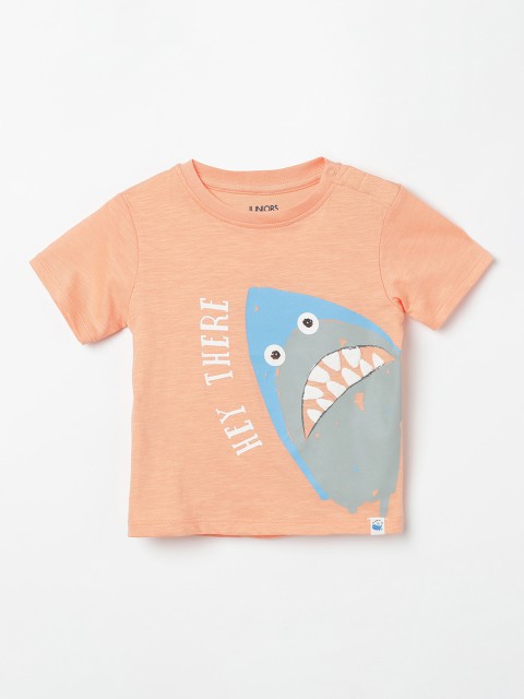 

Juniors by Lifestyle Boys Orange & Blue Printed Round Neck T-shirt