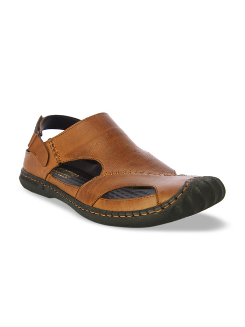 

Alberto Torresi Men Tan Brown Leather Comfort Sandals