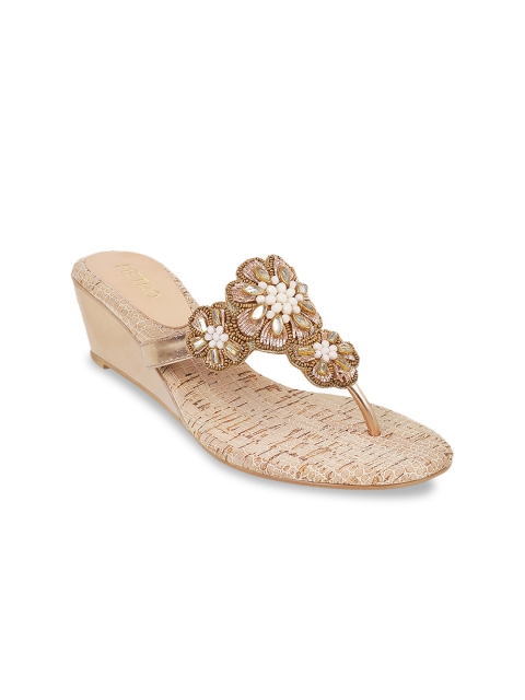 

Metro Women Gold-Toned Embellished Wedges