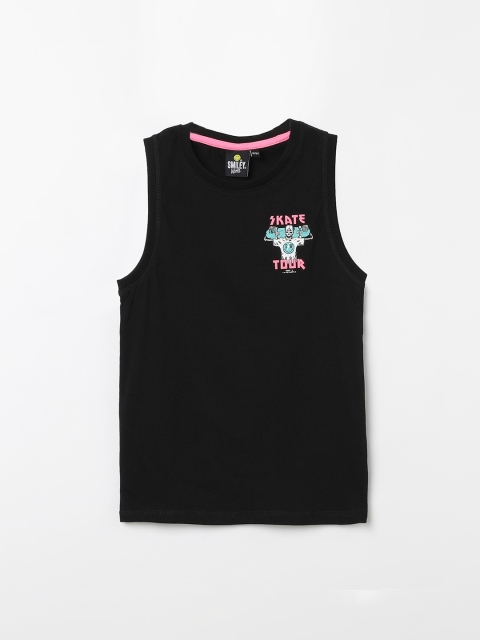 

Smiley World Boys Black Solid Round Neck T-shirt