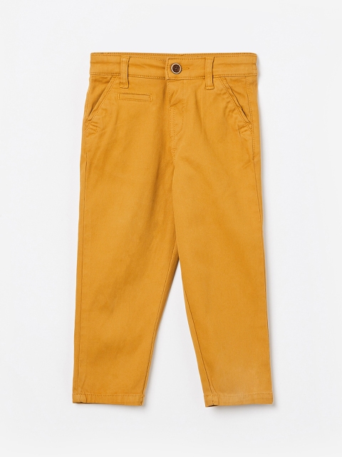 

Juniors by Lifestyle Boys Mustard Yellow Slim Fit Solid Regular Trousers