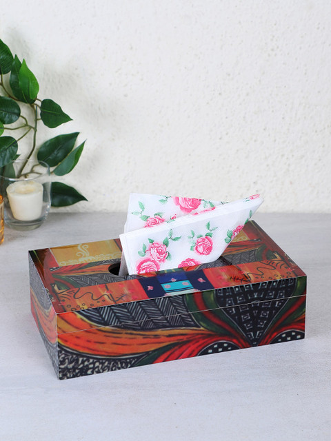 

RANGRAGE Bright Printed Tissue Box Holder, Red