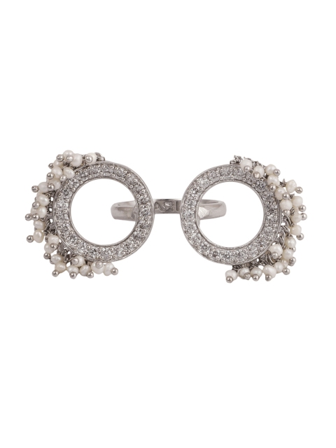 

Zariin Silver-Plated & White Cubic Zirconia Studded Dreaming Stars Ring