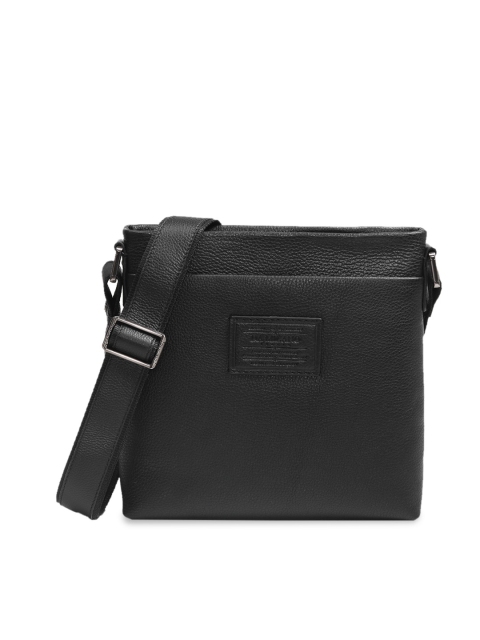 

Da Milano Men Black Solid Leather Messenger Bag