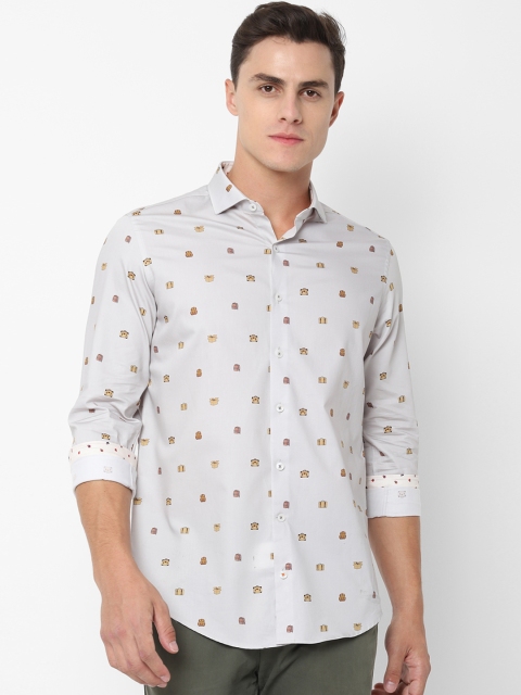 

SIMON CARTER LONDON Men Grey Slim Fit Printed Casual Shirt