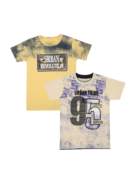 

Lil Tomatoes Boys Pack Of 2 Printed Round Neck T-shirt, Yellow