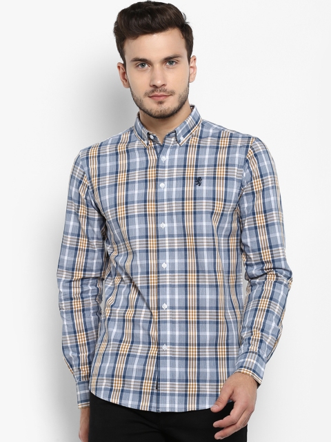 

Red Tape Men Blue & Brown Regular Fit Checked Casual Shirt