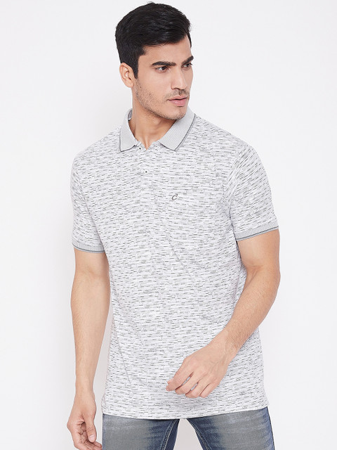 

Camey Men Grey Printed Polo Collar T-shirt