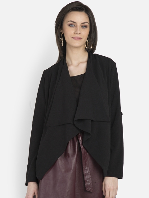 

COVER STORY Women Black Solid Open Front Jacket