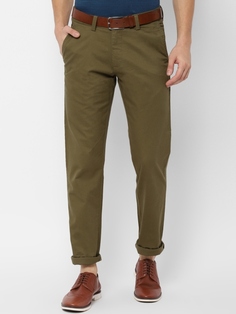 

Allen Solly Men Olive Green Slim Fit Self Design Chinos