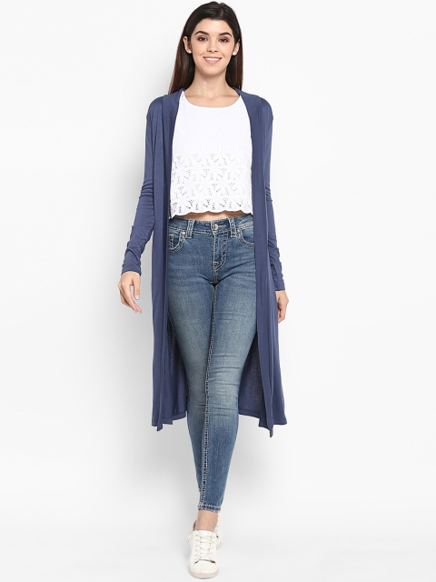 

Color Cocktail Women Blue Solid Open Front Shrug