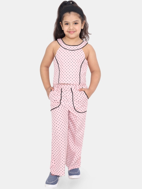 

naughty ninos Girls Pink & Black Printed Top with Trousers