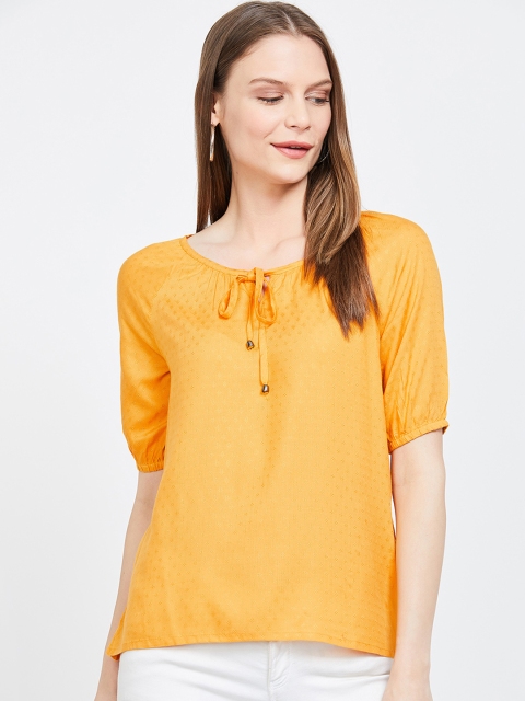 

Fame Forever by Lifestyle Women Mustard Yellow Self Design Top