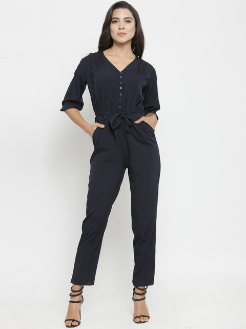 

Magnetic Designs Women Navy Blue Solid Basic Jumpsuit