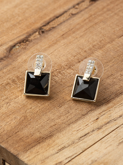 

E2O Black & Gold-Plated Contemporary Drop Earrings