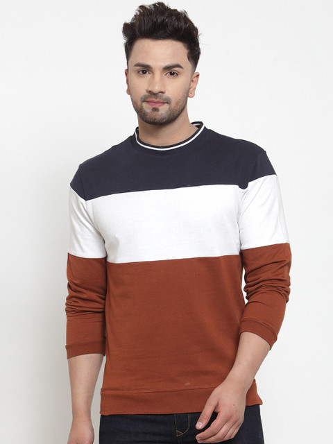 

armure Men Rust Brown & White Colourblocked Sweatshirt