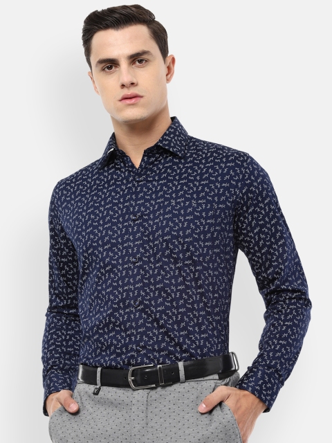 

Van Heusen Men Navy Blue & White Slim Fit Printed Formal Shirt